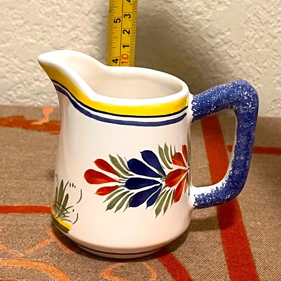 Vintage Henriot Quimper France Hand Painted Small Creamer Syrup Pitcher 4.5” - Picture 7 of 7